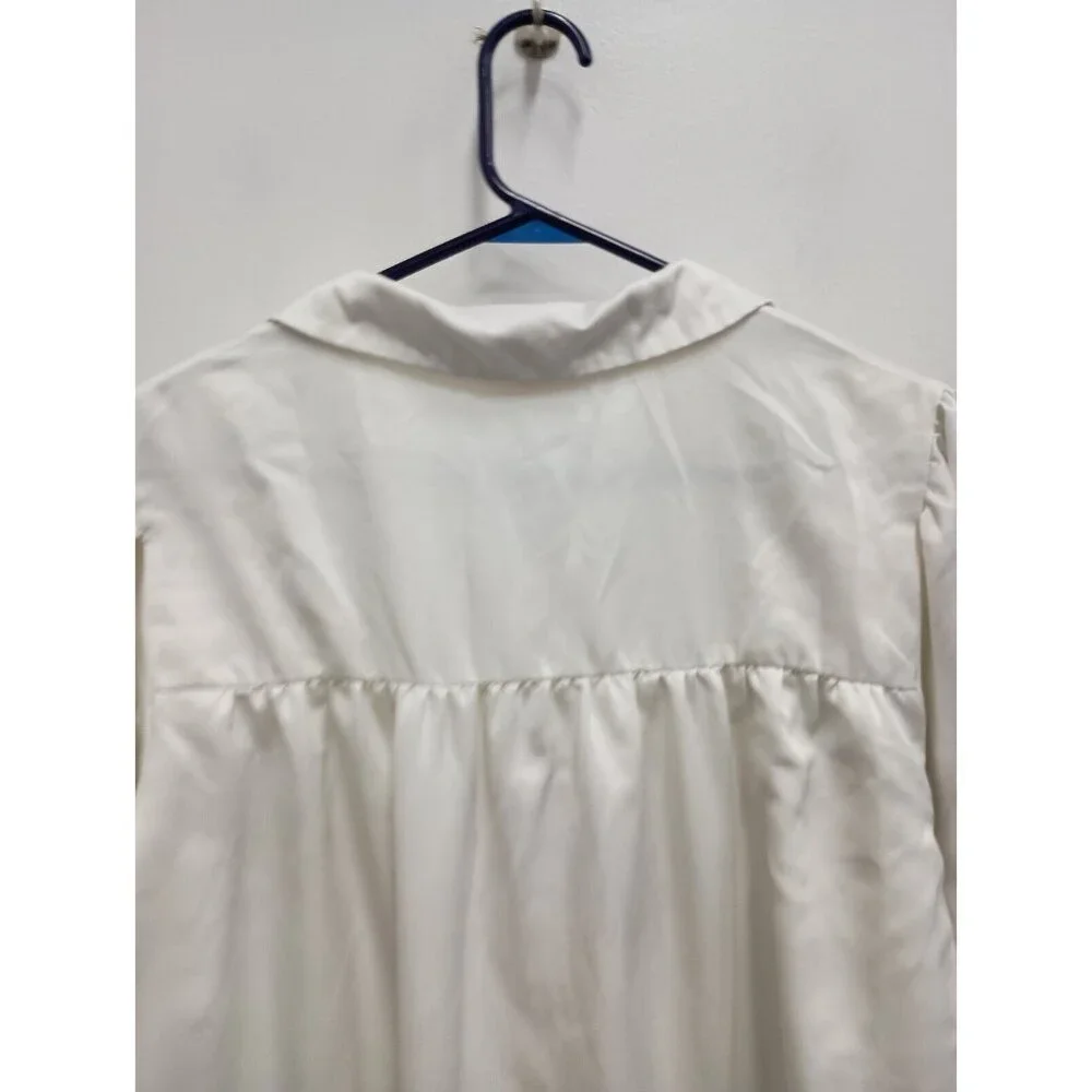 Oscar De Larenta‎ Pink Label Womens Long Night Gown Size Large White Satin Lace